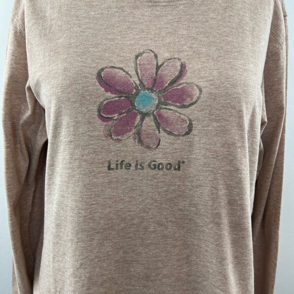 LIFE IS GOOD Beige XL Top Floral Crew Neck Long Sleeve Pullover Regular Fit - Picture 2 of 11